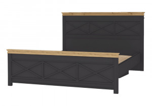 Кровать двуспальная 160х200 без ПМ Лиана-1 Дуб Крафт Золотой\Графит Софт