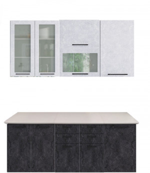 Кухня Нувель 1,6 бетон белый/бетон черный