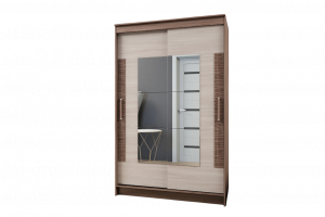 Шкаф-купе 2-х створчатый с зеркалом Элегант 2 Ясень шимо темный/светлый 126х59х200