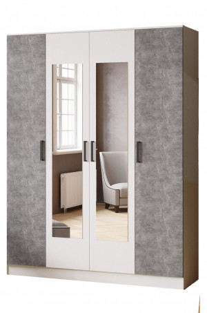 Шкаф 4-х створчатый распошной Ларс белый с тиснением Древесные поры 160х51х210