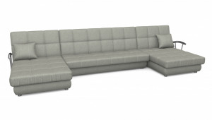 Диван П-образный раздвижной ППУ Лиссабон серый велюр 407х162