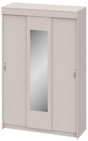 Шкаф-купе трехдверный Бассо с полками и штангой кашемир 130 см.