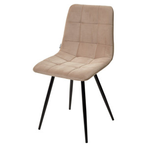 Стул кухонный с мягкой спинкой Уно бежевый велюр/черный металл 46х55х89