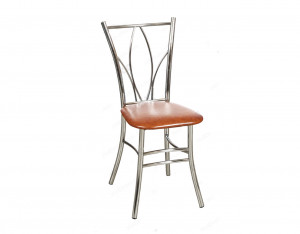 Стул кухонный Лотос усиленный каркас хром/коричневая экокожа 56х48х92