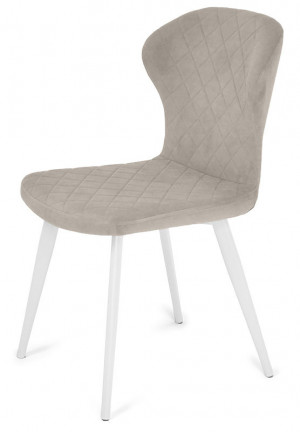 Стул кухонный  Марио серый велюр/белый металл 48х60