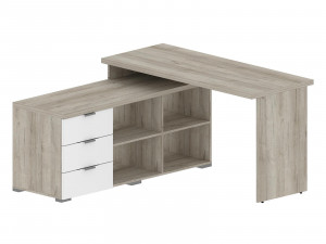 Стол письменный угловой 3 ящика и полки Анима Дуб серый 137х137х74