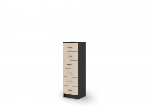 Комод 6 ящиков Гармония  КМ 602  Бежевый/Тёмно-Коричневый 40х48х135