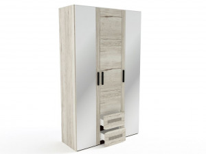 Шкаф распашной 3-х створчатый 2 ящика Мале  Дуб галифакс\белый 136х54х228