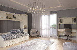 Спальный гарнитур подростковый Сиена береза бежевая