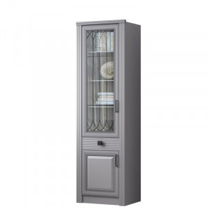 Пенал со стеклом Гостиная Орлеан стальной серый