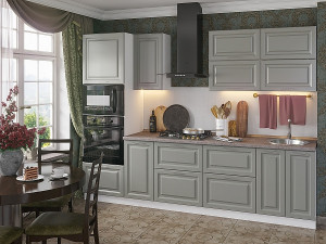 Кухонный гарнитур прямой Ницца Royal-02 /Magnum серый 300