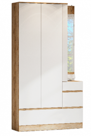 Вешалка с зеркалом Брауни Дуб делано/Белый 120х37х217 см