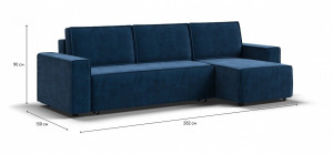 Диван угловой  NORD 2.0 Велюр Monolit синий 282х90х150