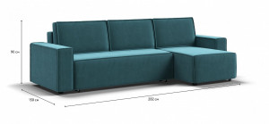 Угловой диван NORD 2.0 Велюр Monolit зеленый 282х90х150