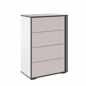 Комод 4 ящика Асцелла белый/ белый графит 70х98х38