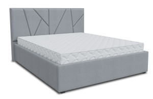 Кровать с подъемным механизмом и мягким изголовьем Рица серая 160х200