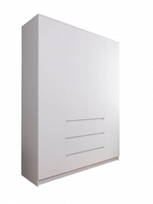 Шкаф  распашной 4-х створчатый 3 ящика МШ 1600.1 МП/3  МС Мори  Белый  160х50х210