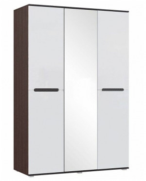 Шкаф распашной 3-х створчатый с зеркалом Ким венге/ белый глянец 150х52х223