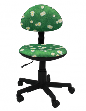 Кресло компьютерное с мягкой спинкой Логика зеленый ромашки 35х30х107