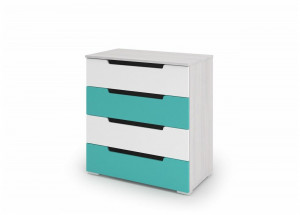 Комод  МИА КМ 051 мдф дуб анкор светлый/бирюза матовый металлик (804*450*856)