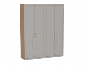 Шкаф распашной  4-дверный Палермо  Дуб Каселла коричневый Экокожа Мокко 180х54х228