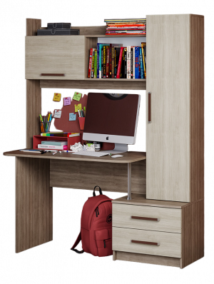 Стол письменный прямой с надстройкой Паскаль шимо светлый 145х59х180