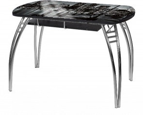 Стол кухонный раздвижной №43 хром/закаленное стекло ночной город  70х110х72