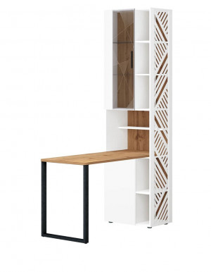 Стол-стеллаж Джерси белый/дуб золотой 60х40х224