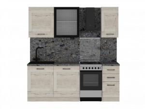 Кухня Дублин Дуб галифакс белый 220х60х216