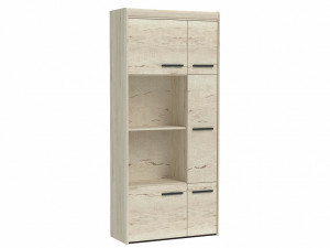 Пенал со стеклом М-4 широкий Мале Дуб галифакс белый 90х38х200