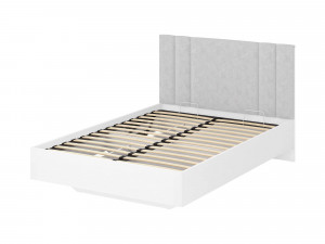 Кровать двуспальная с подъемным механизмом Николь 901.21 белая/серый велюр 160х200