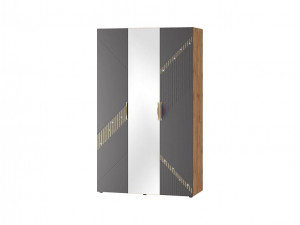 Шкаф распашной 3-х створчатый с зеркалом Монако графит 135х58х225