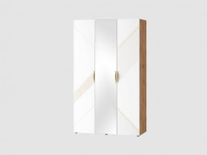 Шкаф распашной 3-х створчатый с зеркалом Монако белый 135х58х225