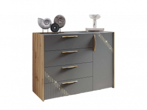 Тумба-комод с ящиками и полками Монако графит 120х45х89