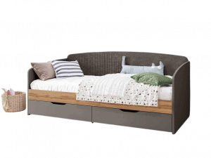 Кровать односпальная с ящиками  Монако графит 96х204см