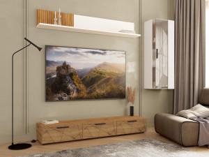 Мини-гостиная Джерси белая/дуб золотой 225х40