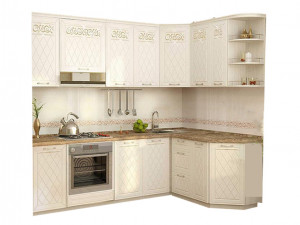 Кухонный гарнитур угловой Тиффани 16 бежевый 240х160 см