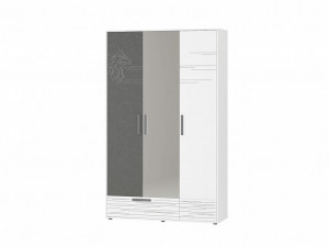 Шкаф трехдверный с зеркалом Аляска 501.28 Белый Шпон / Оникс / Графит (Ш1350хГ460хВ2200)