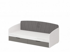 Кровать односпальная Аляска 501.11 с ящиками Белый Шпон/Оникс/Графит 90х200