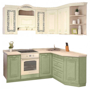 Кухонный гарнитур угловой Оливия 36 ваниль/фисташка 200х150 см