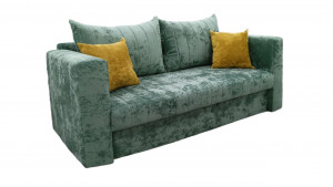 Диван прямой раскладной зеленый плюш 170см