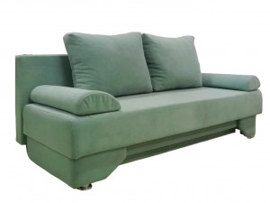 Диван-ковать прямой раскладной ППУ Еврокнижка зеленый велюр 190 см