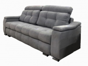 Диван прямой раскладной ППУ Альфа Нью на металлокаркасе серый плюш 230 см