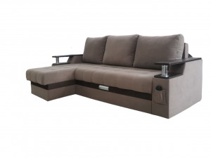 Диван угловой раскладной ППУ Бэйс коричневый 235х140