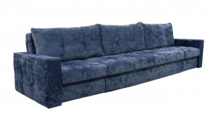 Диван прямой П-образный Цезарь синий плюш 350х100