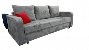 Диван прямой раскладной Элегия Плюш серый 220см