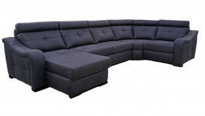 Диван-кровать угловой раскладной Бавария замша серая 385х227