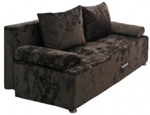 Диван прямой раскладной Валик коричневый плюш с утяжкой 190 см