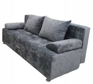 Диван прямой раскладнной ППУ Валик серый плюш 190 см
