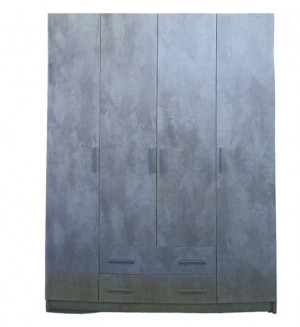 Шкаф 4-х створчатый распашной с ящиками Николь бетон 160х52х211